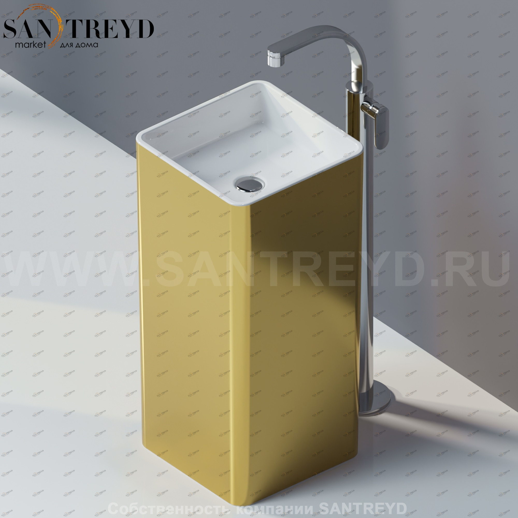 MW40CGOLD Напольная раковина стоящая квадратная Ceramica Flaminia Mono