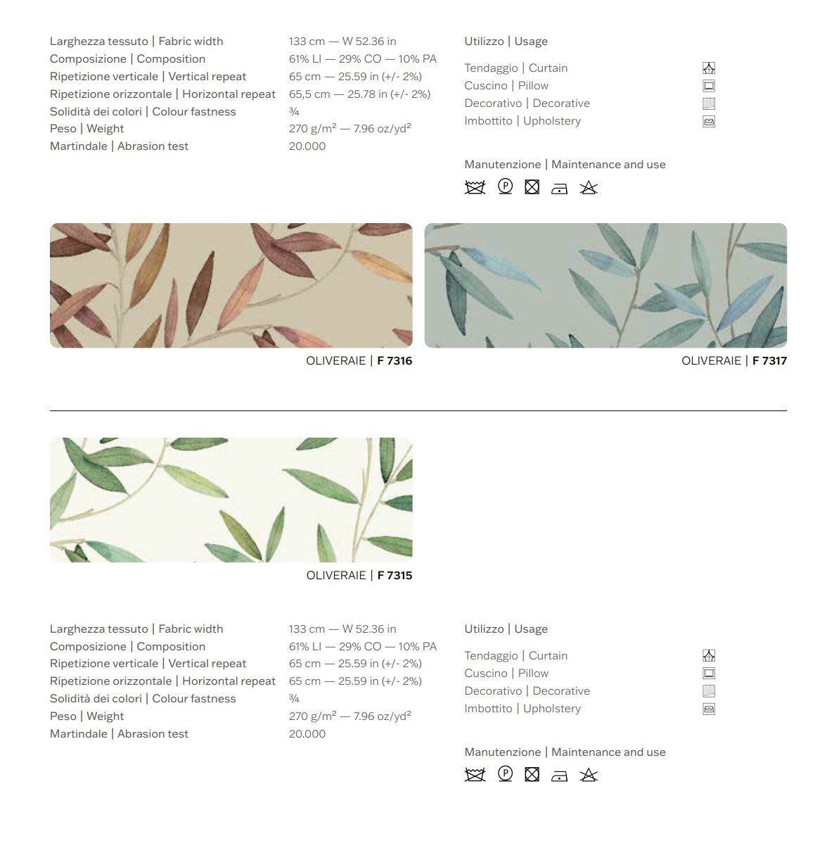 Обивочная ткань с цветочным рисунком Jannelli&Volpi СП GRANDE CORNICHE FABRICS ARCH-00047949 - Вид №2