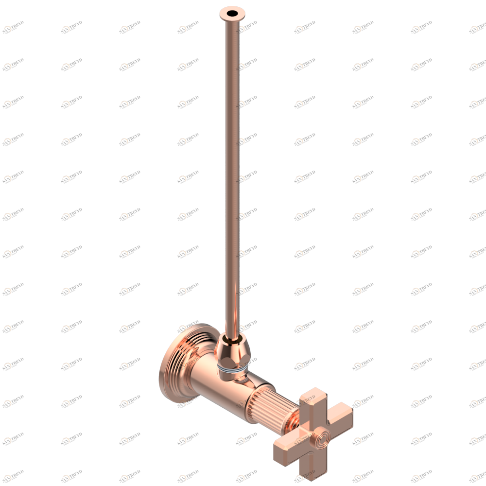 U9K-181/S Кран запорный 1/2" стильный регулируемый с 30 cм трубкой Thg-paris Grand central с металлическими ручками-крестиками Розовое золото U9K-181/S CAT.F