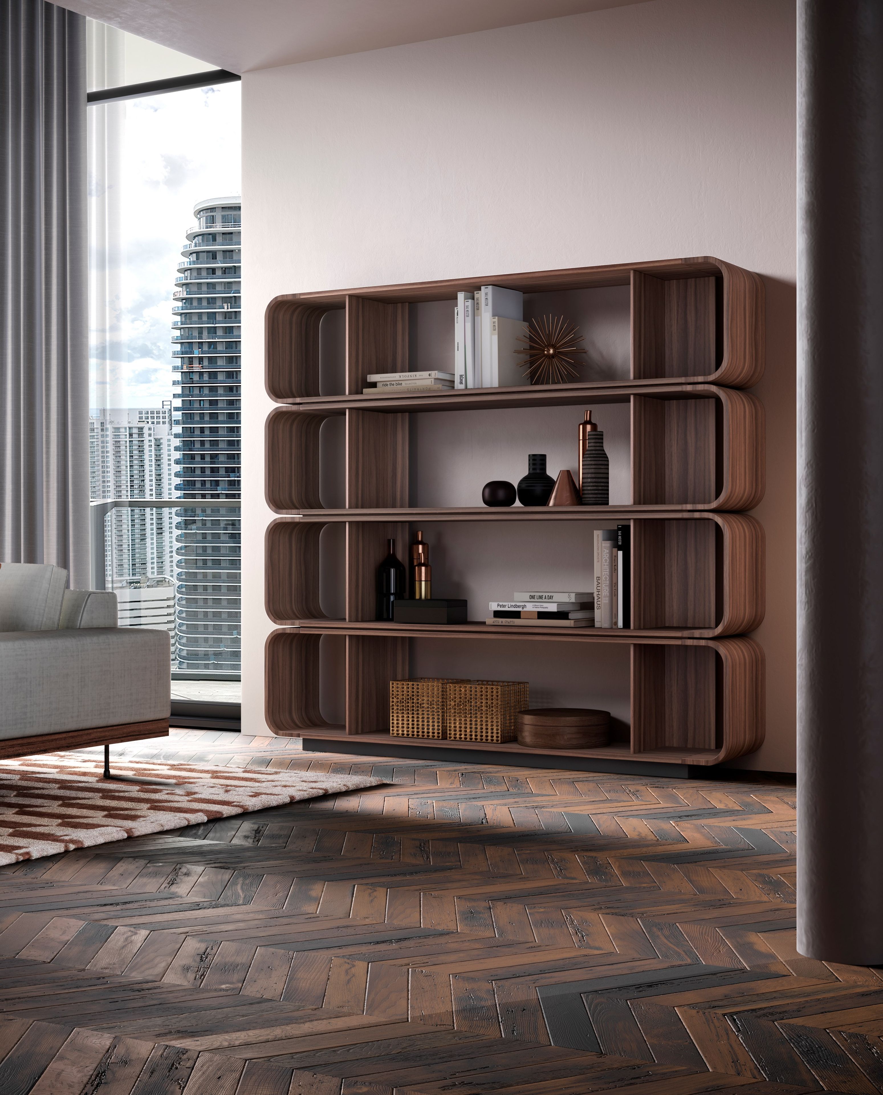 Деревянный двухсторонний книжный шкаф Barba design Round Up ARCH-00050623 - Вид №4