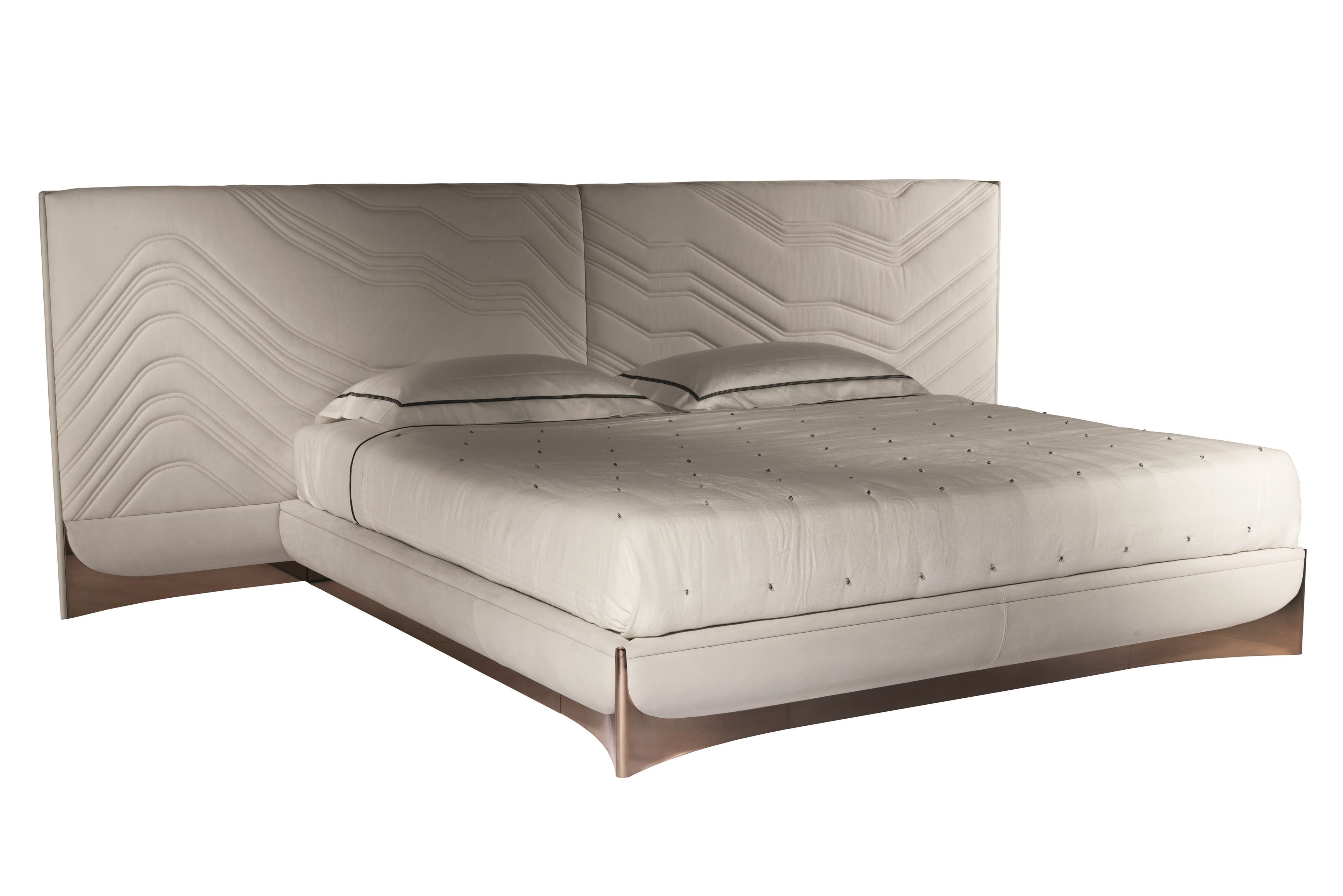 Двуспальная кровать из черного дерева с мягким изголовьем Visionnaire ARCH-00098954