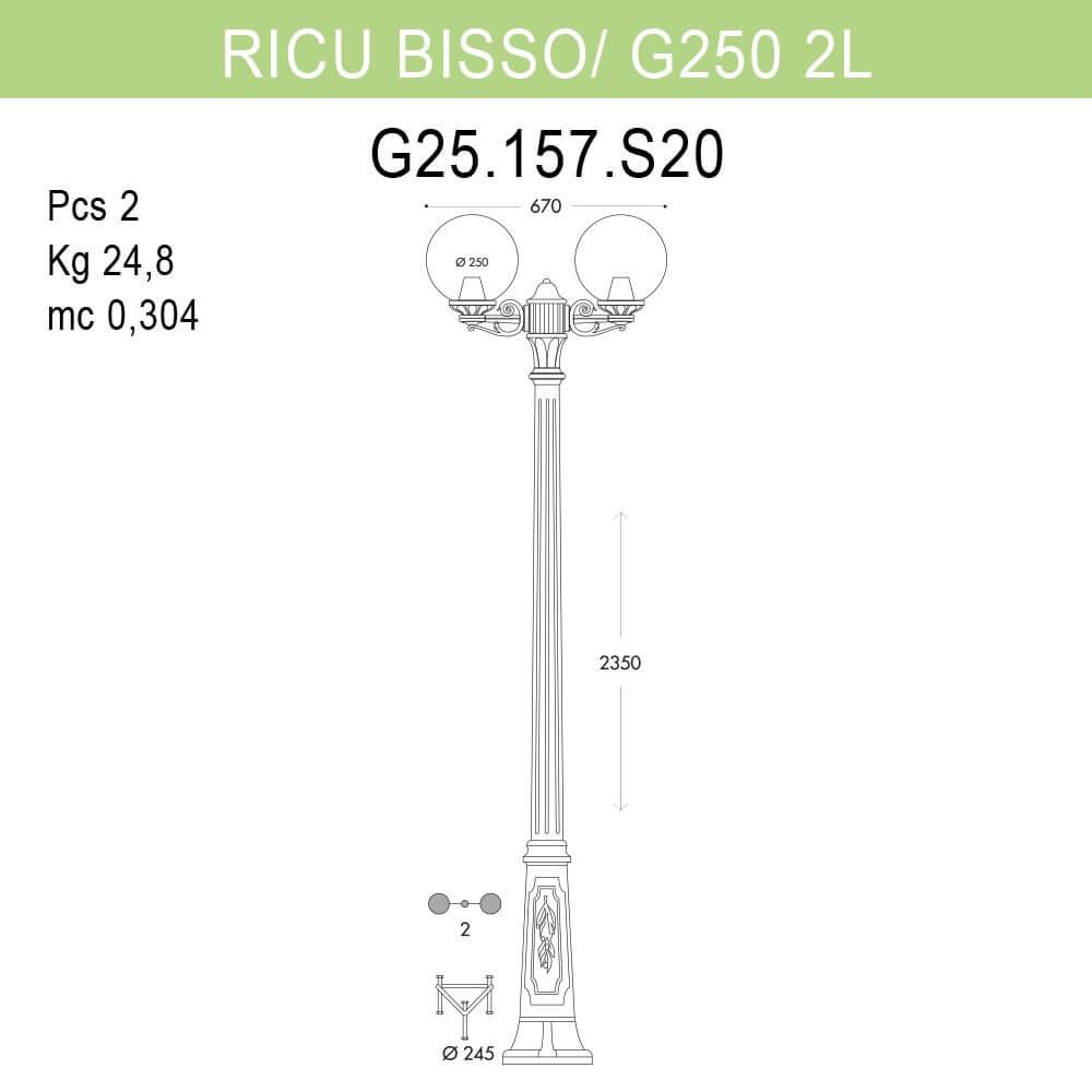 Уличный фонарь Fumagalli Ricu Bisso/G250 G25.157.S20.AZE27 FUMAGALLI ФОНАРЬ 268874 Черный  - Вид №1