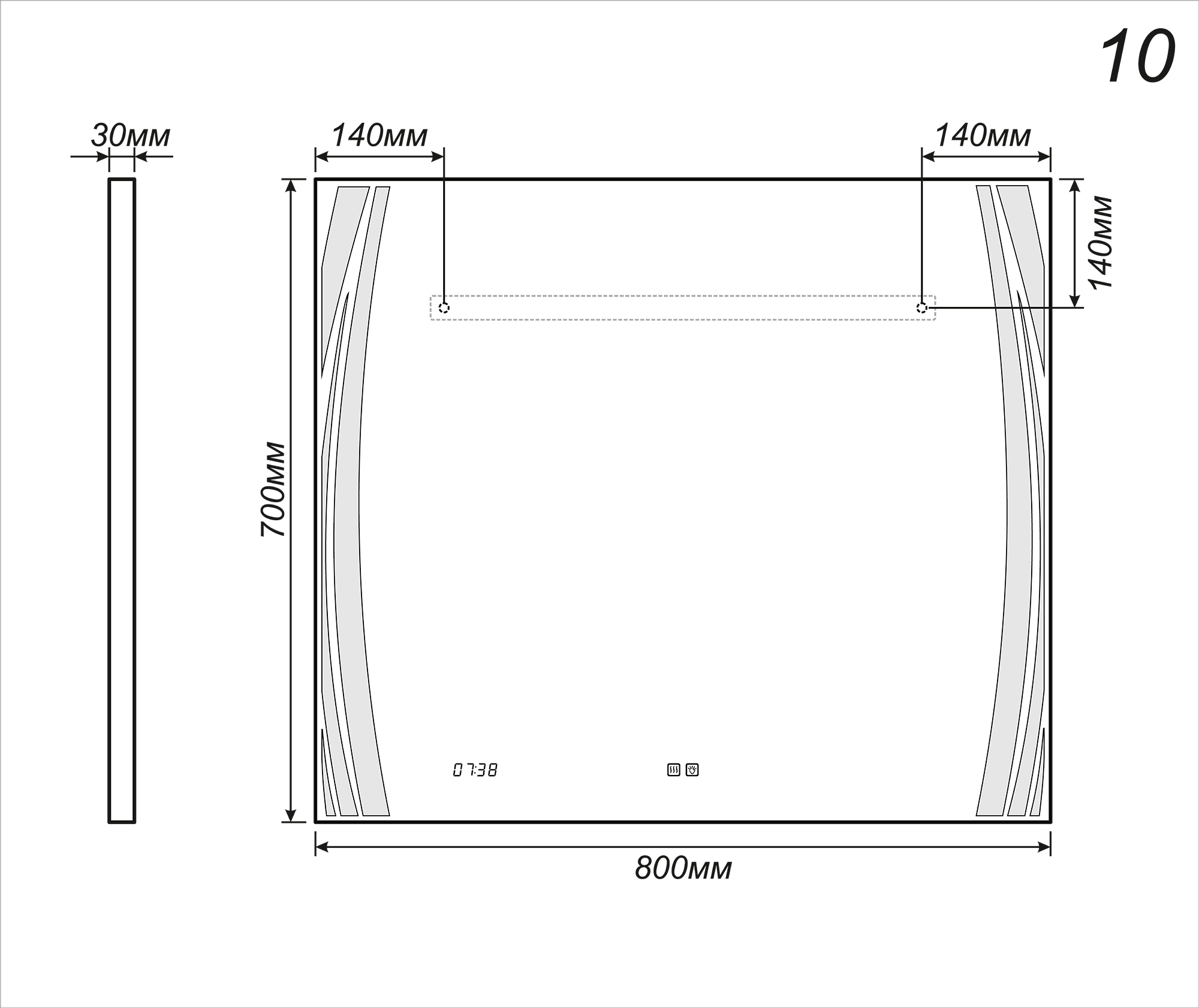 Зеркало Elen Luxe 600600⨉40⨉700 мм хром VIGO sun-id-665296 - Вид №3