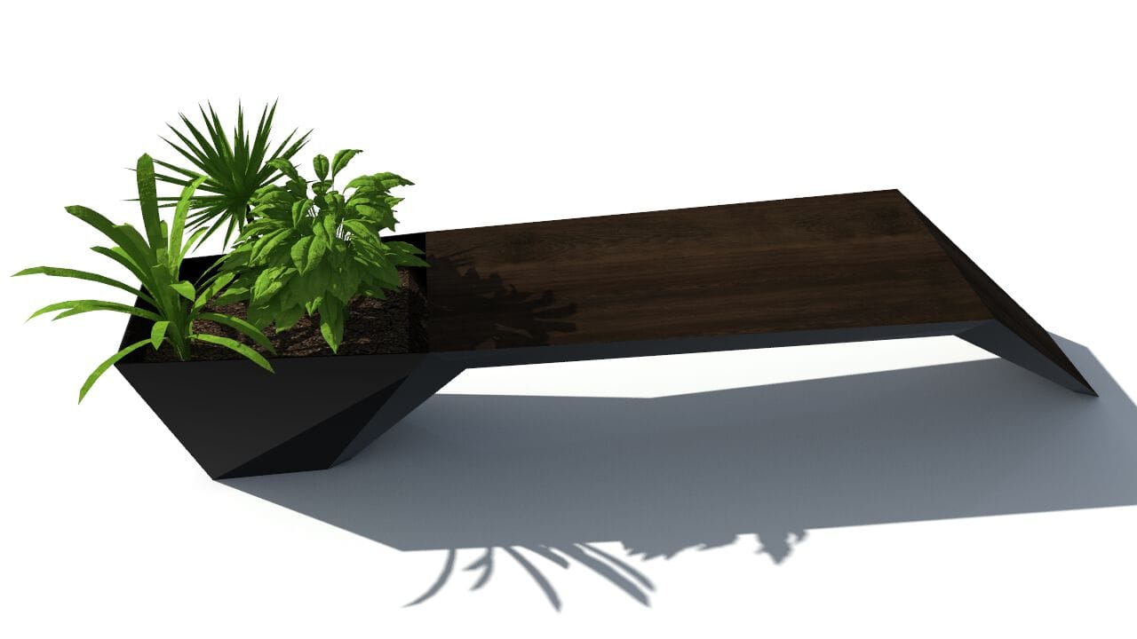 Скамейка из дерева и листового металла со встроенной плантатором без спинки CITYSì URBAN ARCH-00044158 - Вид №6