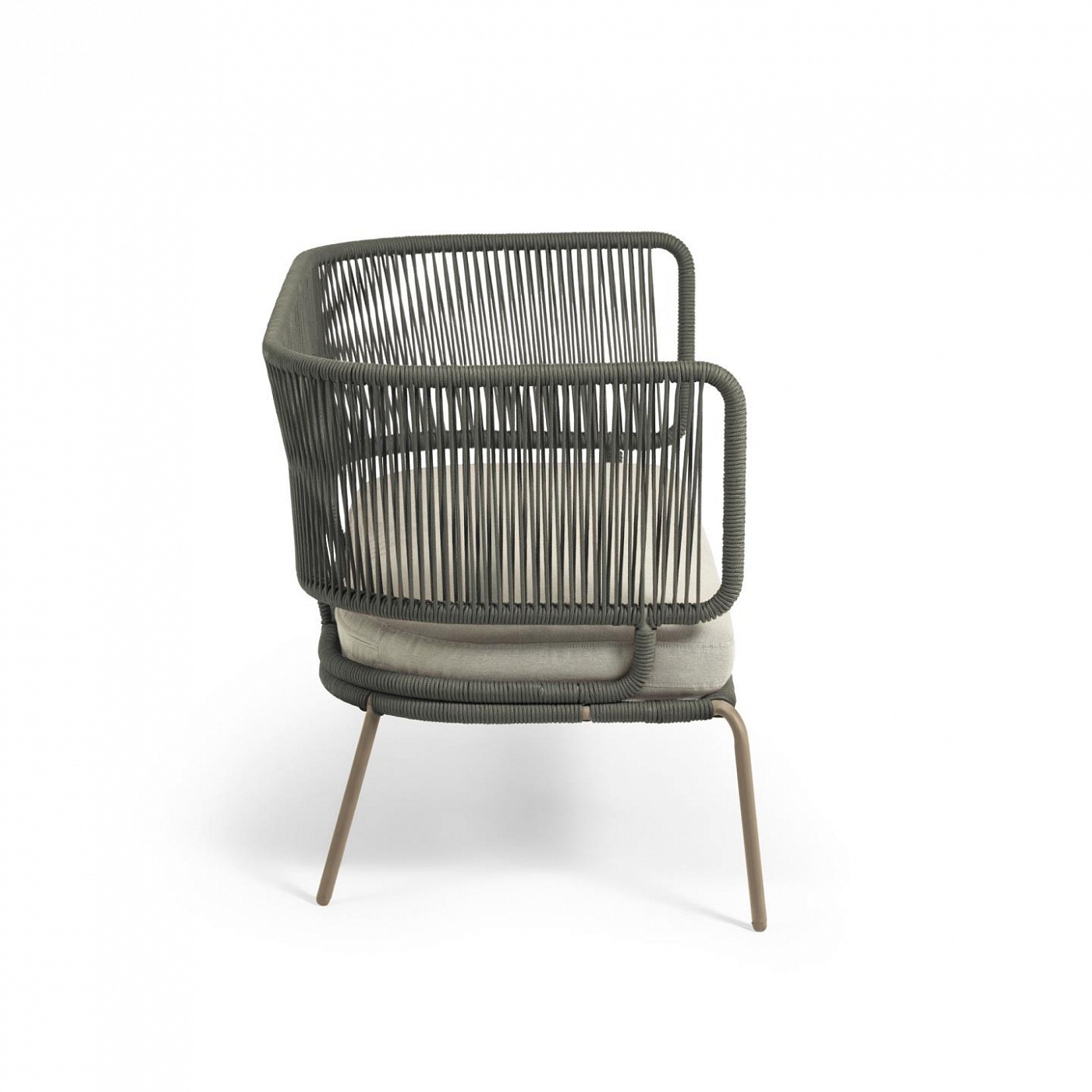 097879 Диван 2-х местный с зеленой веревкой и оцинкованной сталью 135 см La Forma Nadin