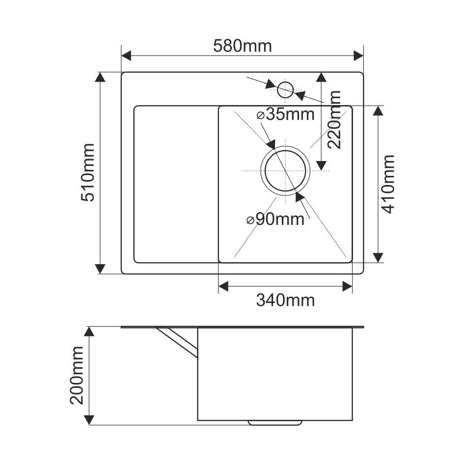 Мойка HD5851R MELANA ProfLine 3,0/200 САТИН врезная прямоугольная с коландером HD5851R HD5851R сатин - Вид №1