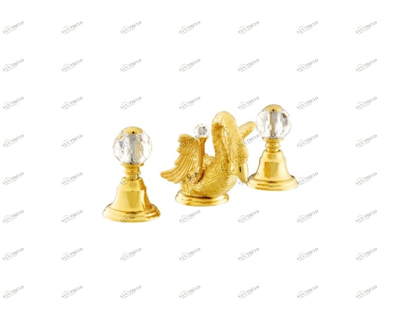 039141.000.50 Раковина с тремя отверстиями и кристаллами Swarovski Яркий хром Mestre Swan