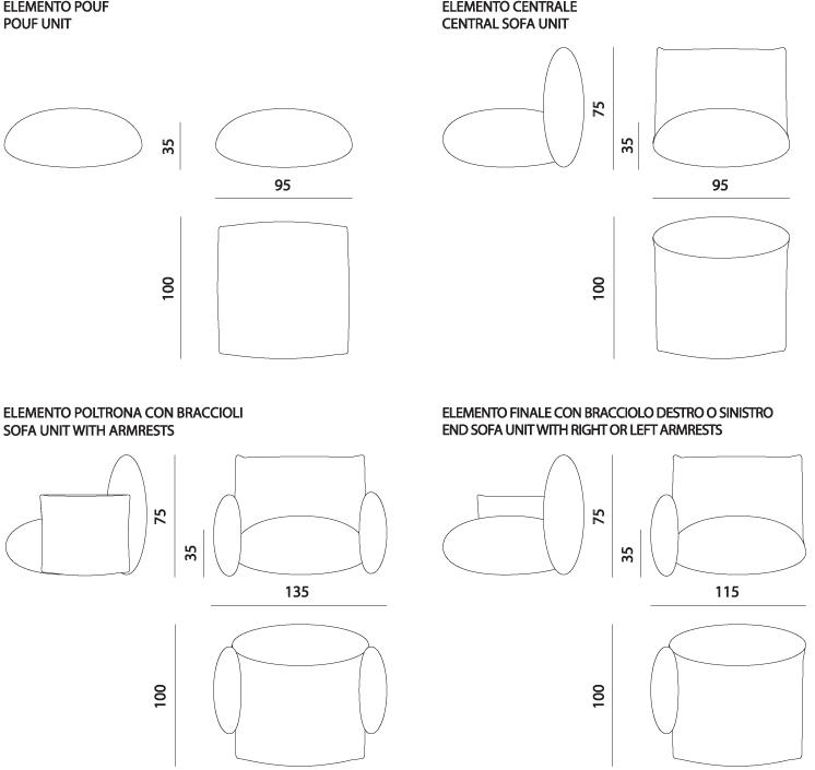 MissoniHome Пуф из мягкой ткани Top 4 sun-id-1403748 - Вид №1