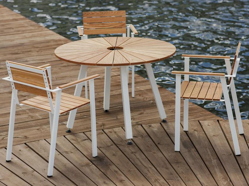 Nola Industrier Круглый садовый стол из стали и дерева Sunset sun-id-1454256 - Вид №3