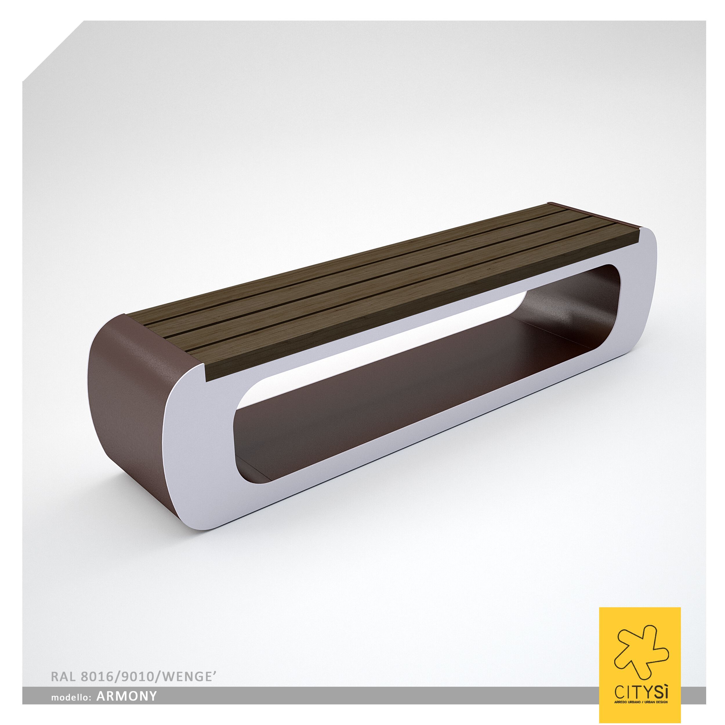 Стальная и деревянная скамья без спинки CITYSì ARMONY ARCH-00045270 - Вид №3