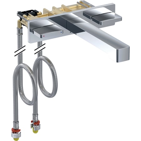 116.465.21.1 Смеситель для раковины Geberit ONE прямоугольного исполнения, настенный монтаж, смеситель двухручковый, для функционального блока скрытого монтажа Geberit 