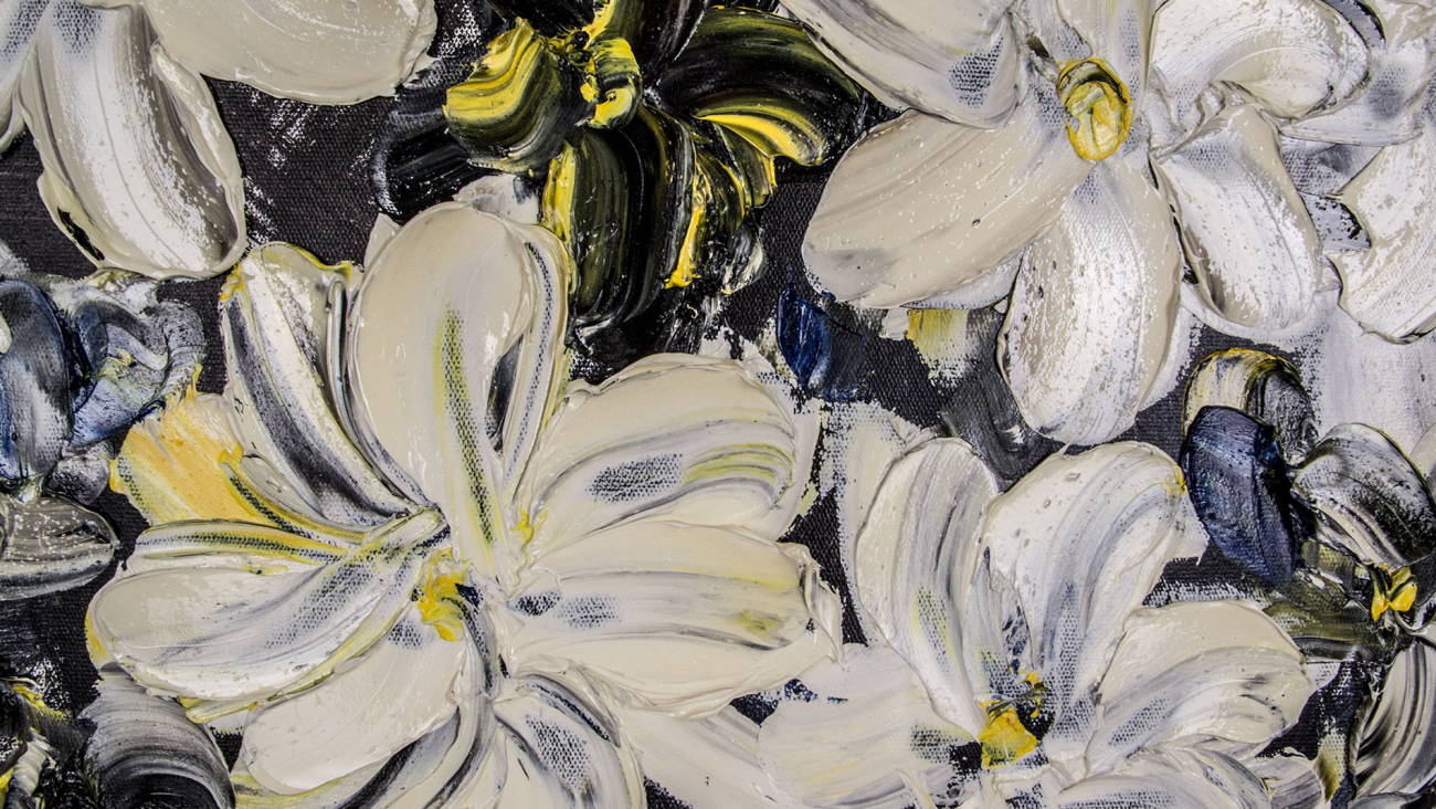 Картина на холсте 100х100 см "Привлекательные Лилии" EVENHOME КАРТИНЫ МАСЛОМ 130034 Голубой;серый  - Вид №2