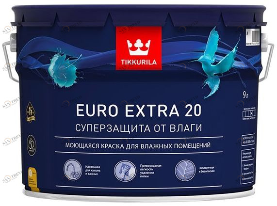 Краска Tikkurila Euro Extra 20 / Тиккурила Евро 20 для влажных помещений 9л 5655