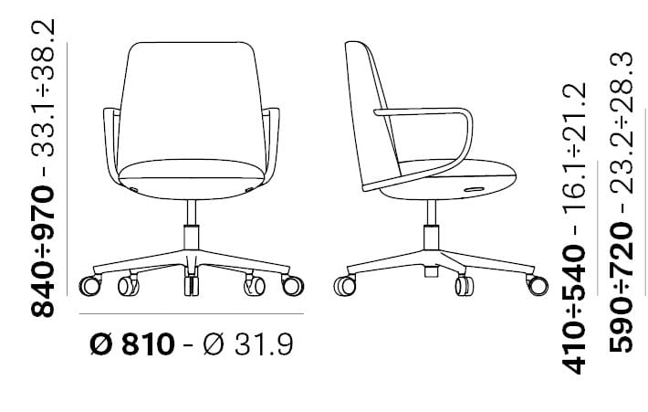 5 спиц подлокотник ткань операционный офисный стул Pedrali Элинор ARCH-00042159 - Вид №4