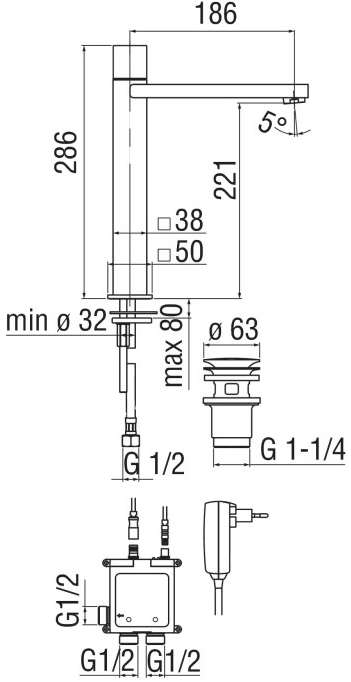 Nobili Rubinetterie Смеситель для раковины с электронным управлением Loop e E90128/2cr - Вид №3