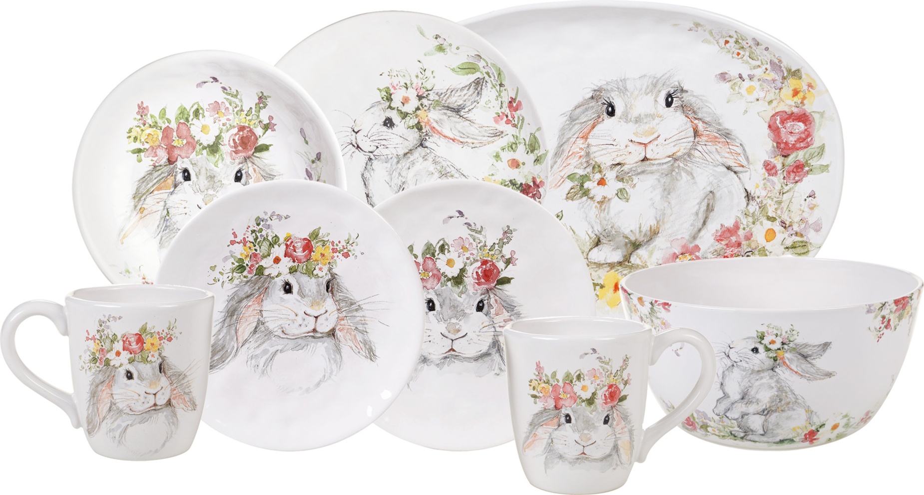 10655245 Certified International Сервиз чайно-столовый Certified Int. Милый кролик на 4 персоны 18 предметов, керамика Керамика 