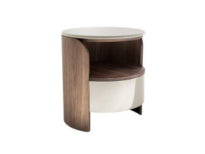 Деревянная круглая тумбочка с ящиками