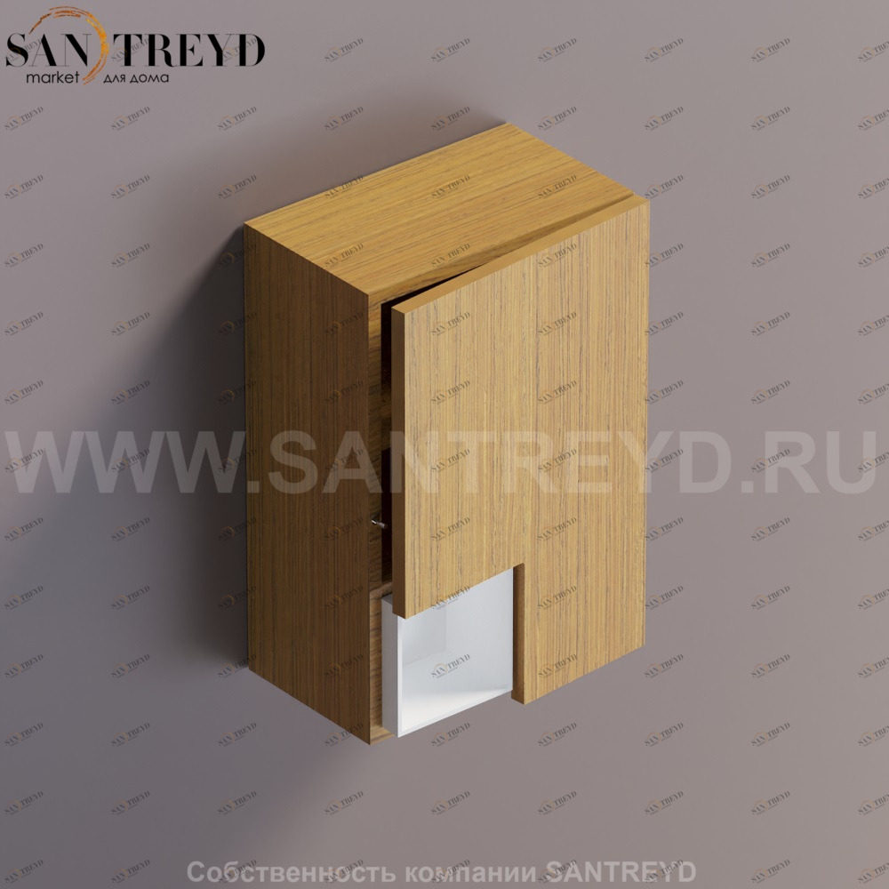 FLAT V Подвесной шкаф с мыльницей с петлями справа. Отделка: тик. AFXMO239042PTPT Agape