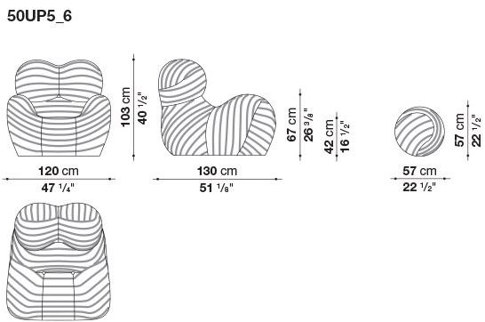 B&B Italia Кресло из ткани с подставкой для ног Up 50up5_6, 50up5_6b - Вид №5