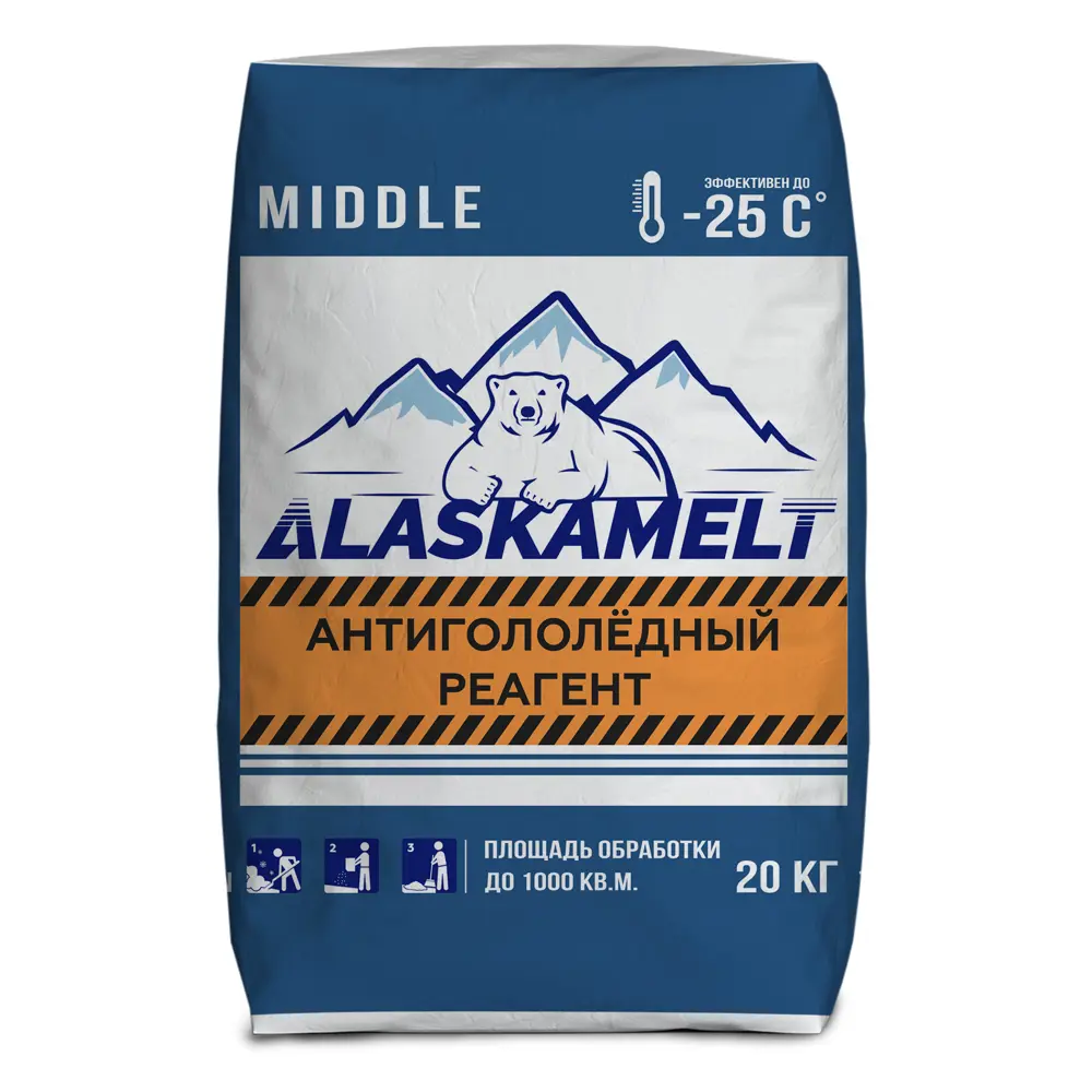 Противогололедные реагенты Alaskamelt Middle комбинированные 20 кг 89440956 STLM-2199815 Santreyd  - Вид №3