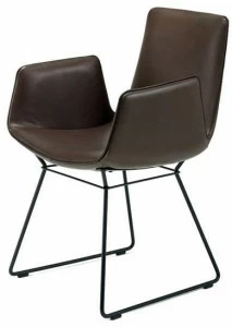 Freifrau Кожаное кресло с салазками и подлокотниками Amelie