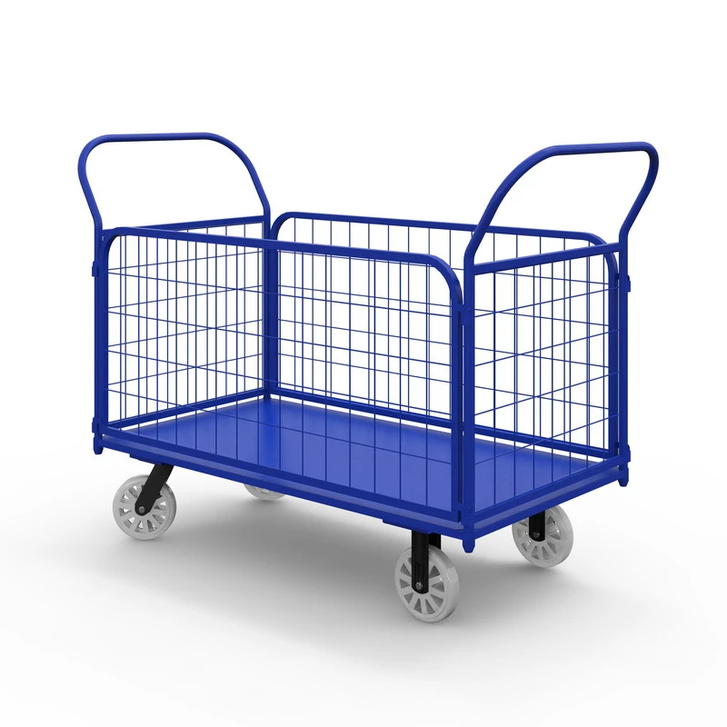 Тележка платформенная с сетчатыми бортами ТС 4 (г/п 600 кг, 1200x600 мм, колеса литой нейлон 200 мм) Верстакофф 65-0269