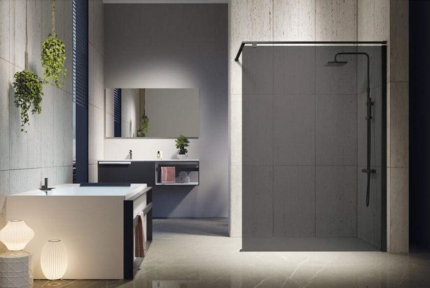 NOVELLINI Душевая перегородка из алюминия и закаленного стекла Kuadra h sun-id-1352665 - Вид №1