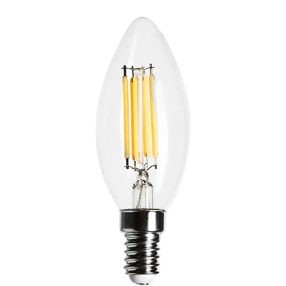 Лампа светодиодная филаментная Osram E14 220 В 5 Вт свеча прозрачная 520 лм тёплый белый свет, для диммера 82455738 STLM-2046185  - Вид №1