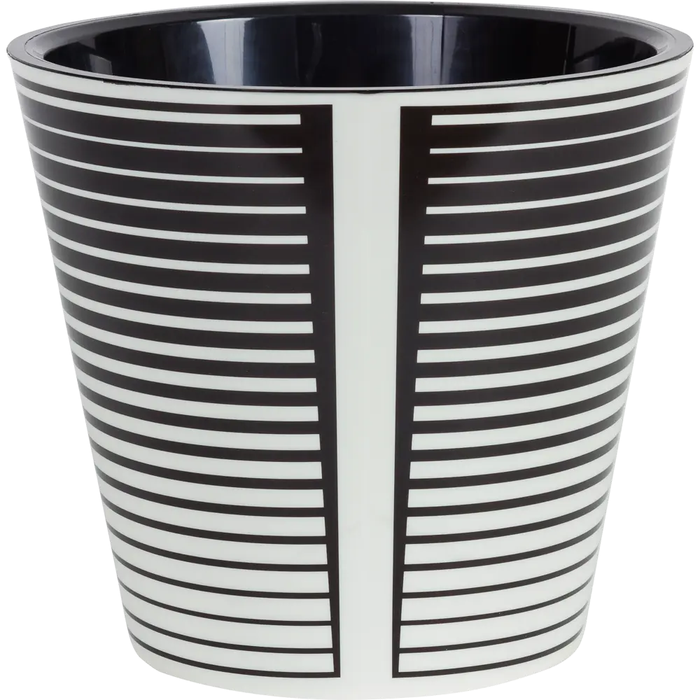 Горшок цветочный Ingreen Фиджи Линии ø23 h20.8 см v5 л пластик чёрный/белый STLM-2181952 - Вид №1