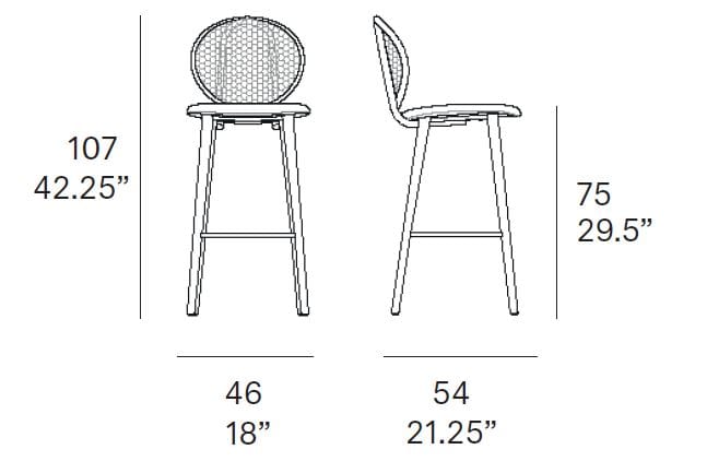 Высокий стул из ротанга с мягким сиденьем EXPORMIM Loop ARCH-00133208 - Вид №3