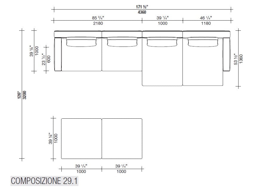Кожаный диван с полуостровом Lema Venise ARCH-00001213 - Вид №21