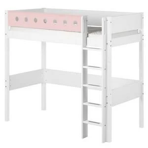 Кровать Flexa White высокая с прямой лестницей, 190 см, белая с розовым