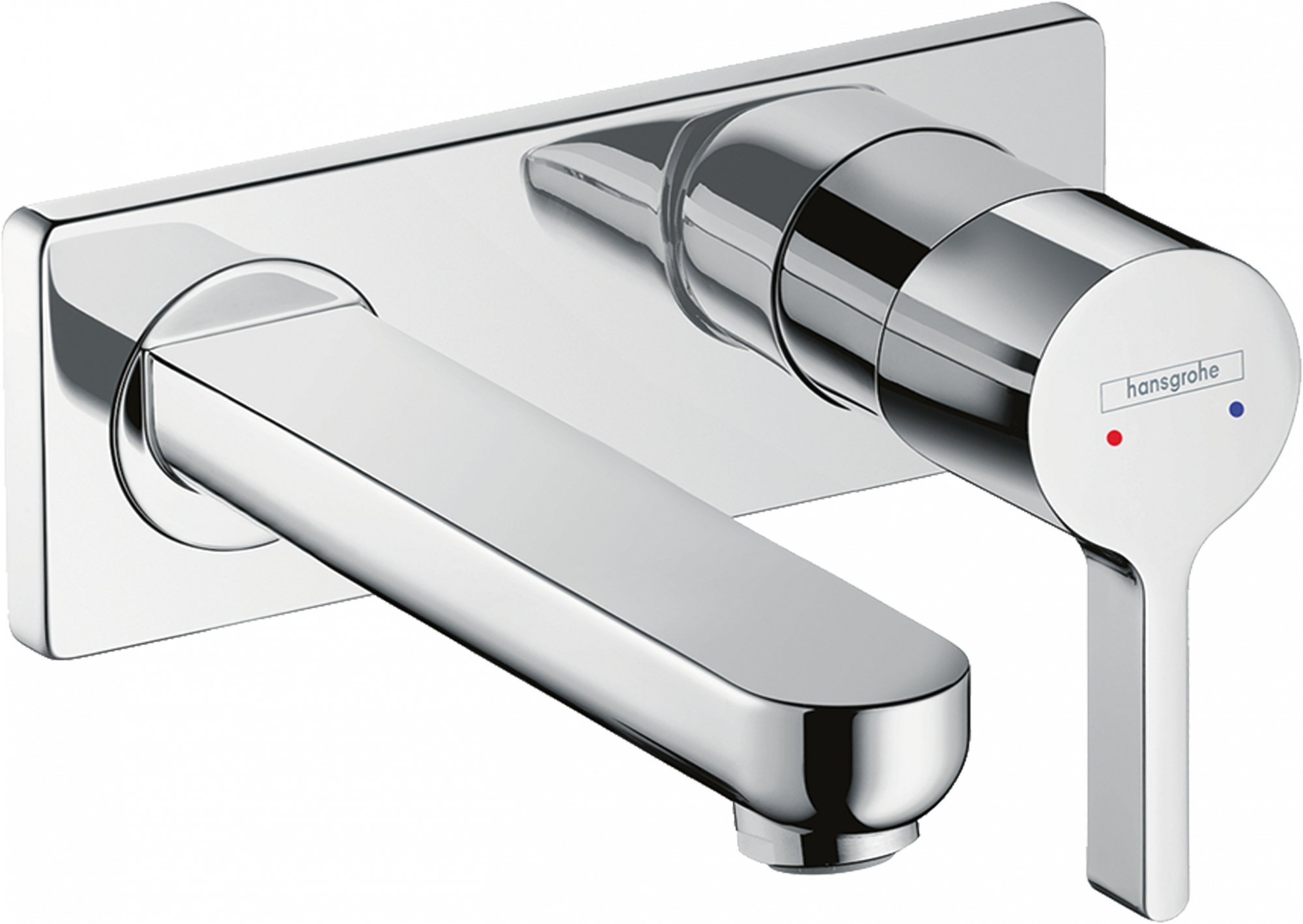 31162000 Metris S Смеситель для раковины, однорычажный, скрытого монтажа, настенный, с изливом 16,5 см Hansgrohe 