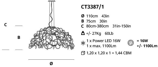 Serip Подвесной светильник из бронзы ручной работы Niagara Ct3387/1 - Вид №1