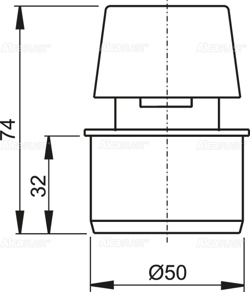 Вентиляционный клапан DN50 ALCAPLAST APH50 - Вид №1