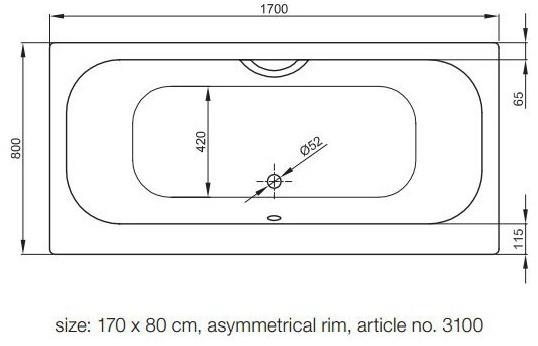 Bette Прямоугольная ванна из эмалированной стали  3100/3020  - Вид №2