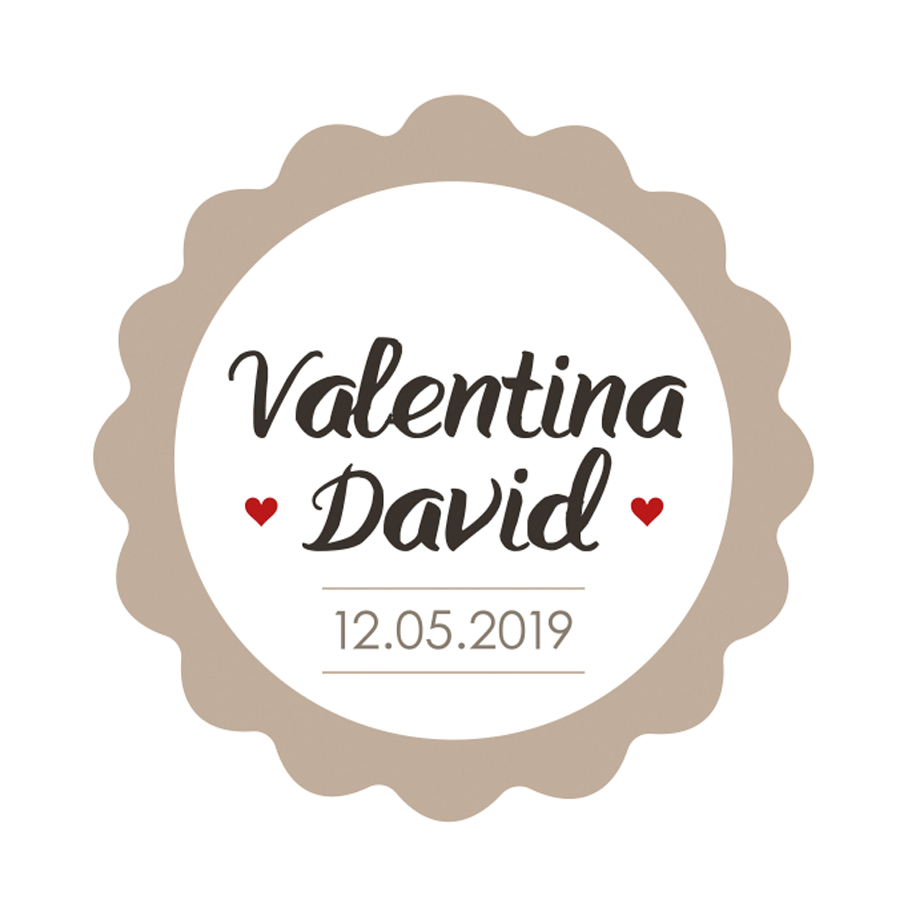 X629.13 PERS. 48 Индивидуальные стикеры onda beige с сердечками Dekoraniaevents Bodas 