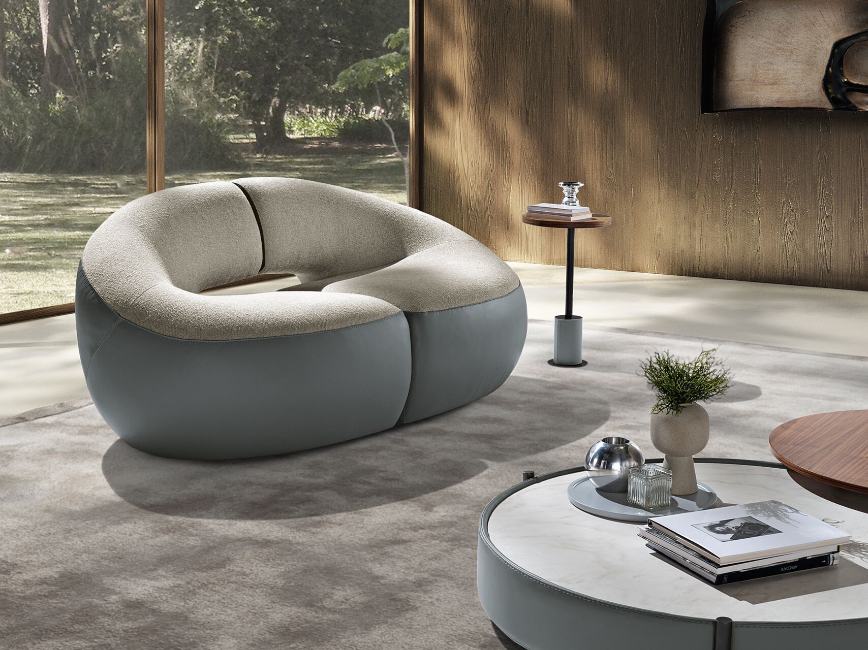 Тканевое кресло с подлокотниками и кожей Max Divani ABBRACCI ARCH-00067523 - Вид №3