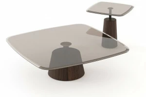 Domkapa Квадратный журнальный столик из цветного стекла на основе эвкалипта