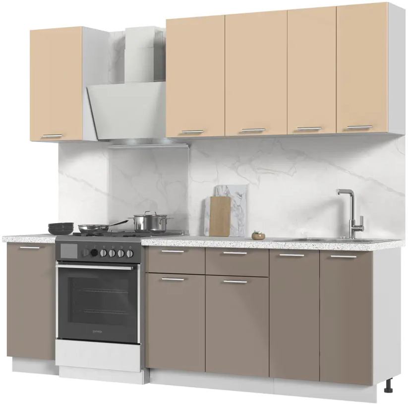 91504160 Кухонный гарнитур Стендмебель Ксения 180x217x60 см ЛДСП цвет капучино/ванильный STLM-0860884