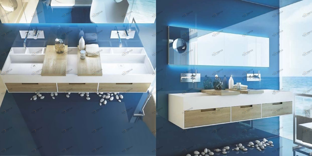 Moma Design Раковина Canasta Box 3 двойная интегрированная с тумбой 1800 белая LCN07180