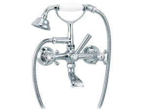 Настенный смеситель для ванны с 2 отверстиями и ручным душем