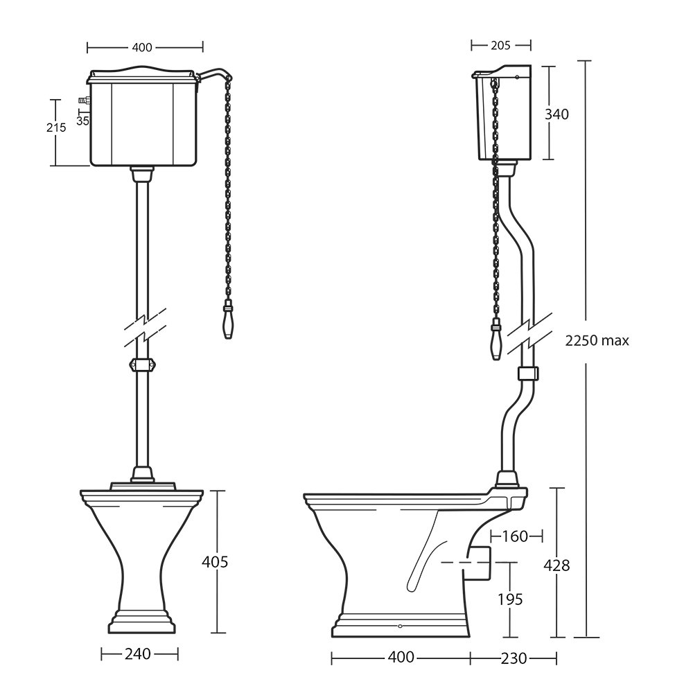 IMSR130 Кастрюля Heyford, цистерна высокого уровня и кронштейны с латунным покрытием Heyford Imperial  - Вид №3