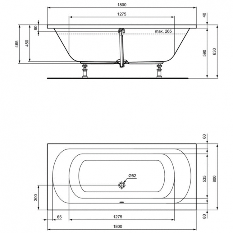 K275001 Прямоугольная ванна 180х80 см Ideal Standard HOTLINE - Вид №3