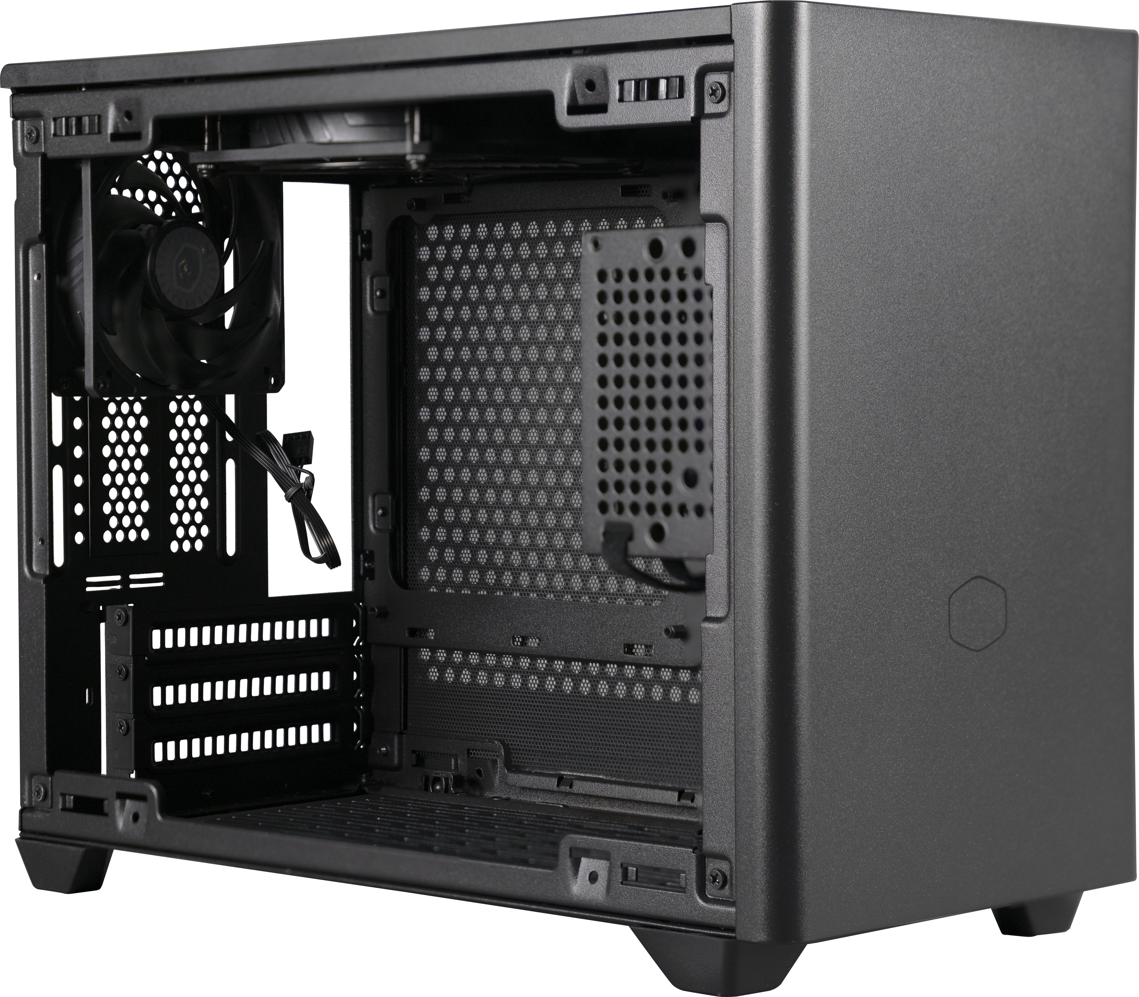 MCB-NR200-KNNN-S00 masterbox nr200, usb3.0x2, 1x92 fan, 1x120 fan, black, steel panel, w/o psu, mitx Cooler Master Cooler Master MasterBox Santreyd  - Вид №1