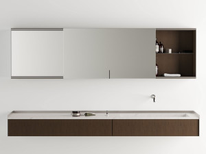 Зеркало с настенным контейнером для ванной комнаты