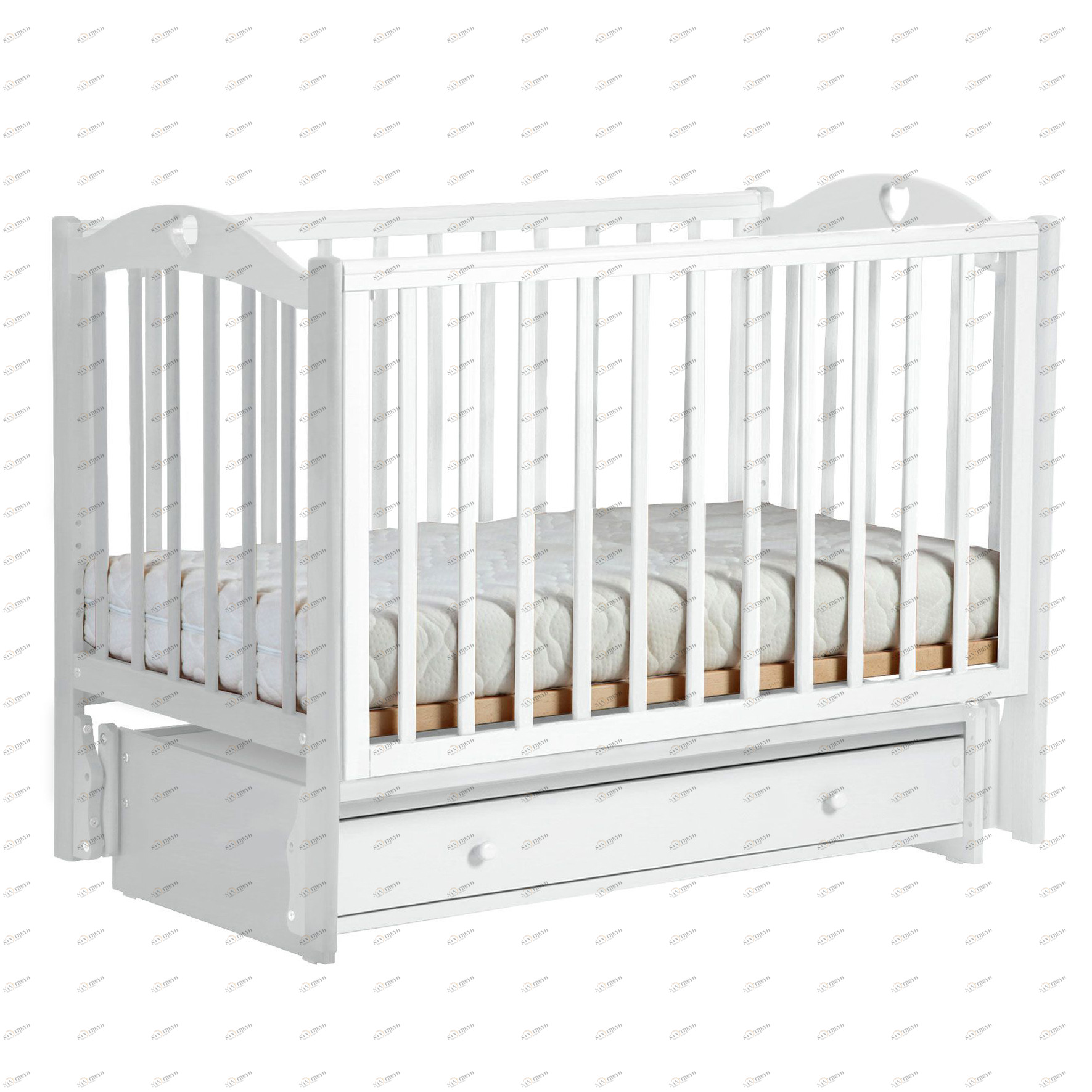 Детская кроватка с универсальным маятником "Кубаночка 11" белая ФАБРИКА ЛЕЛЬ  338387 Белый Santreyd 