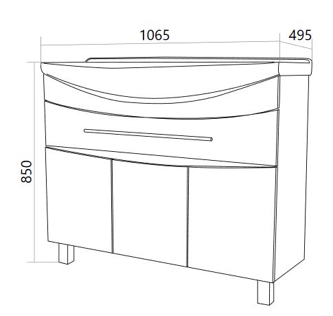 У94491 Тумба Lina Classic New 105Н 1в.я 3д Белый глянец 1 Marka Lina Classic  - Вид №7