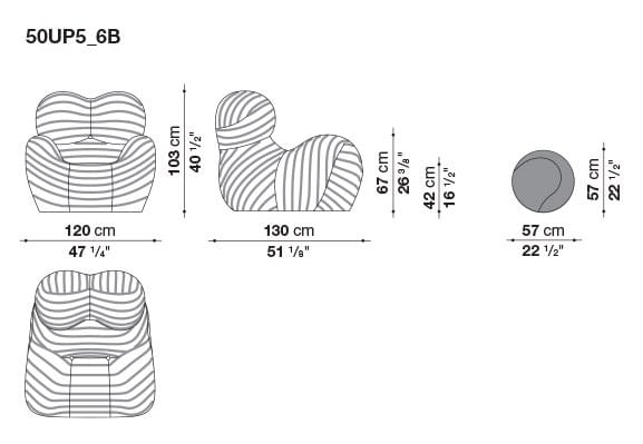 Тканевое кресло с подставкой для ног B&B Italia ARCH-00005633 - Вид №4