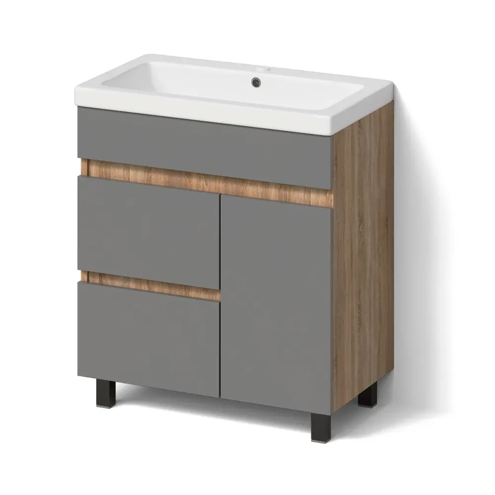 Santreyd Cube - подвесная тумба под раковину 80 см в стиле дуб вотан/графит 87894127 STLM-0076055